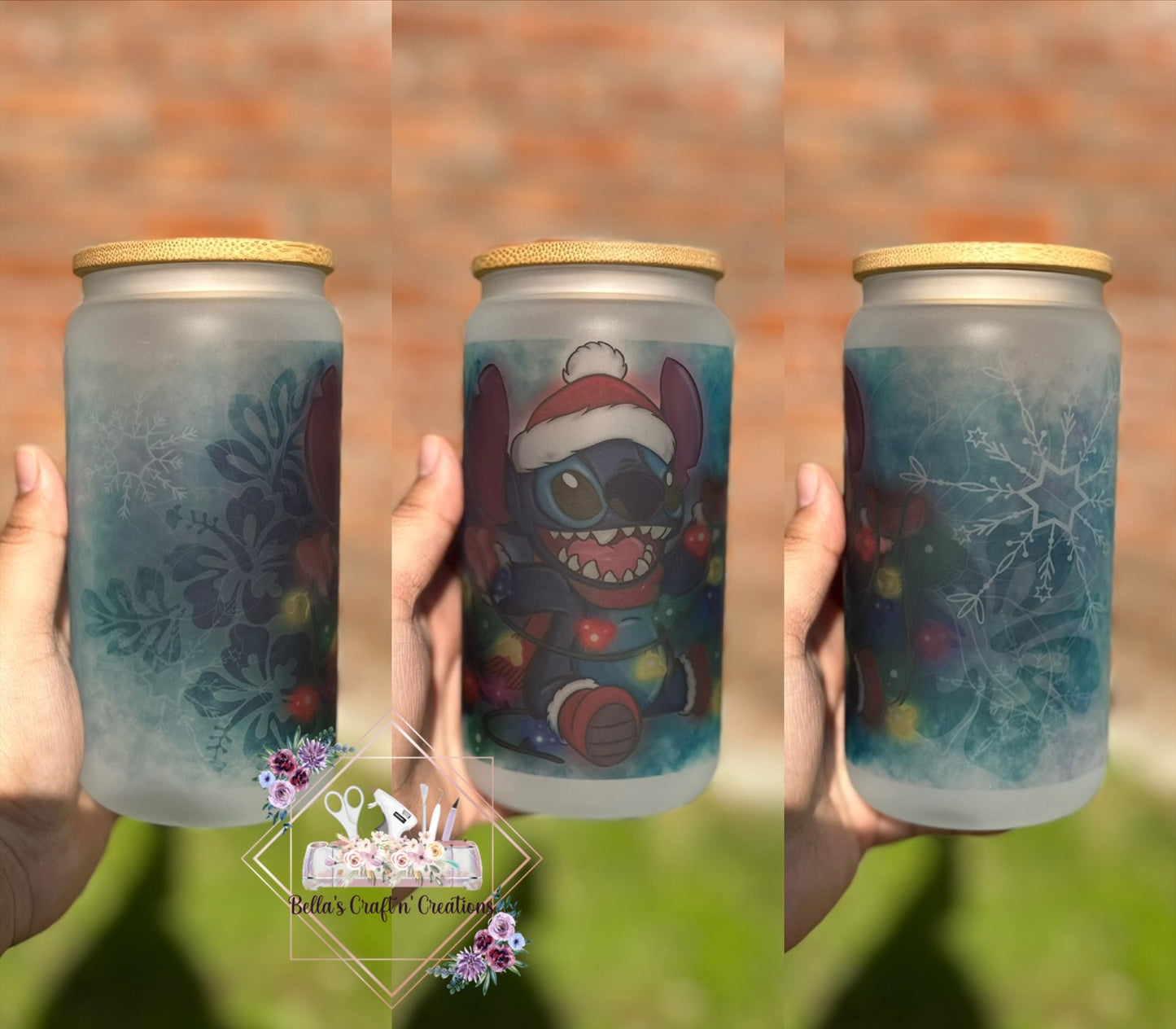 Stitch Christmas Glass Can