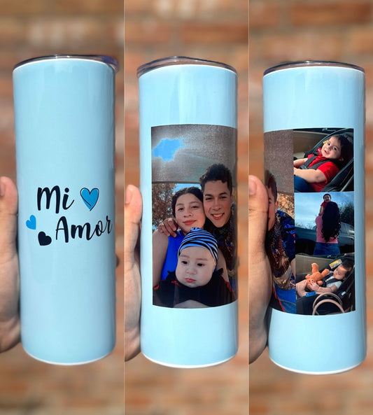 Mi Amor Personalized Tumbler With Pictures