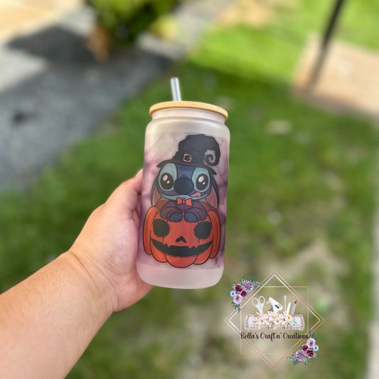 Stitch Halloween Glass Can