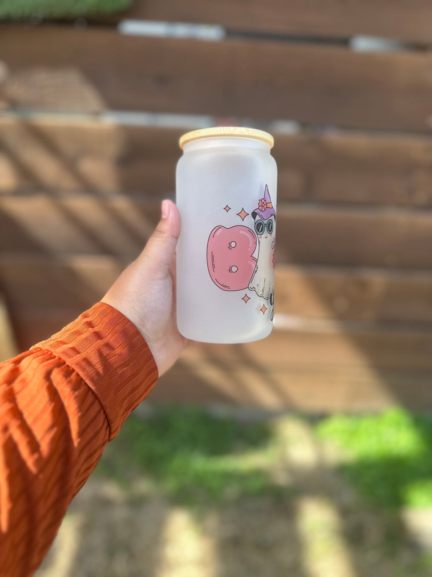 Boo Y’all Halloween Glass Can