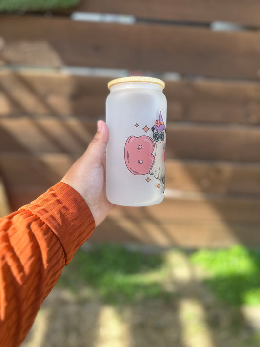 Boo Y’all Halloween Glass Can
