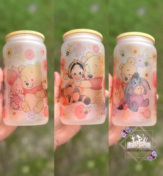Pooh Bear Glass Can
