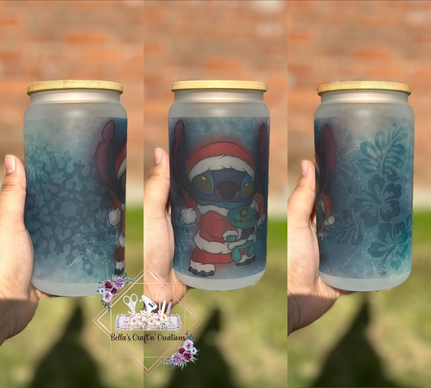 Stitch Christmas Glass Can