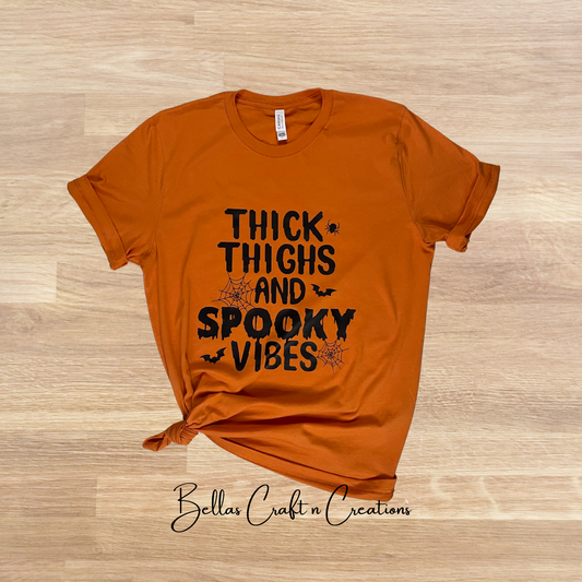 Thick Thighs And Spooky Vibes Adult T-Shirt